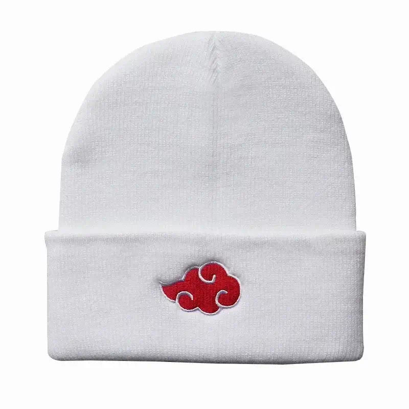 Akatsuki Beanie: Red Cloud Embroidery Warm Knit Hat