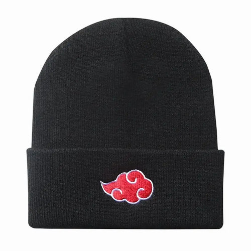 Akatsuki Beanie: Red Cloud Embroidery Warm Knit Hat