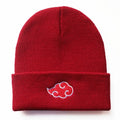 Akatsuki Beanie: Red Cloud Embroidery Warm Knit Hat